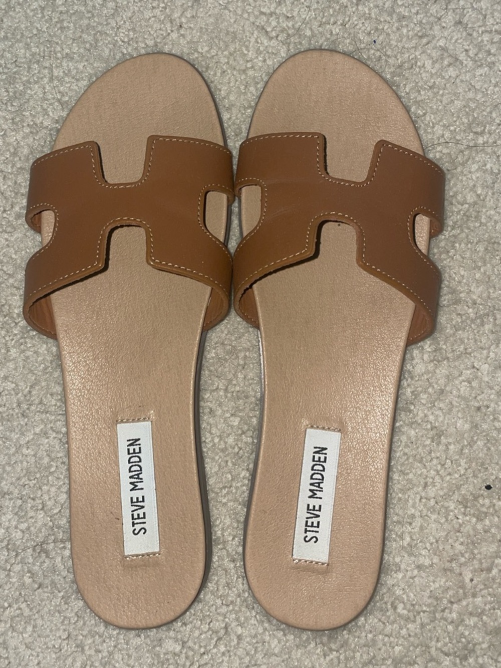 Steve Madden Brown H-strap Slide Sandals